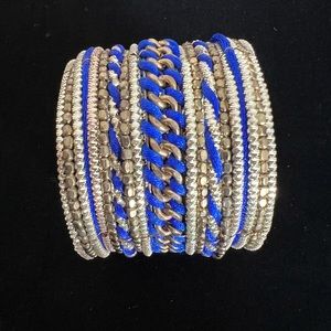 Cuff bracelet gold & royal blue